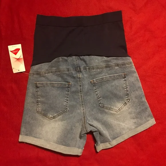 NWT Maternity Jean Shorts With Belly Panel - Picture 7 of 15